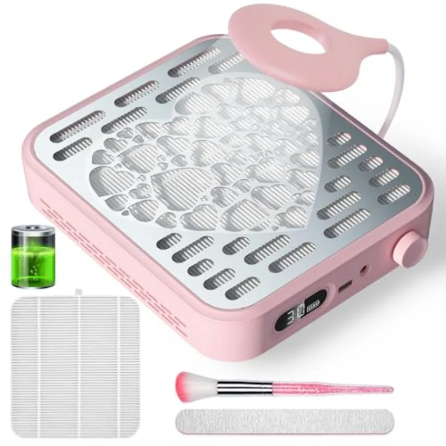 

Nail Drill Dust Collector 3000RPM Vacuum Fan for Acrylic Nail Professional Pink Dust Extractor with 2 Reusable Filter