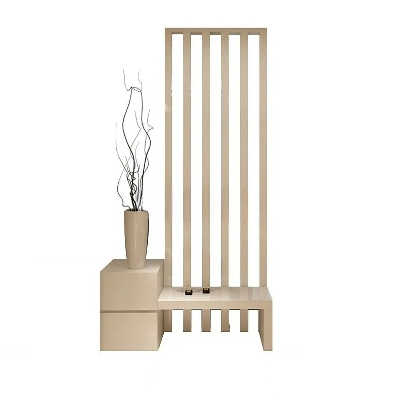 White  Painted  Foyer  Entrance  Partition Cabinet Shoe Cabinet Decorative Screen Living Room Decorative Cabinet Durable Stylish