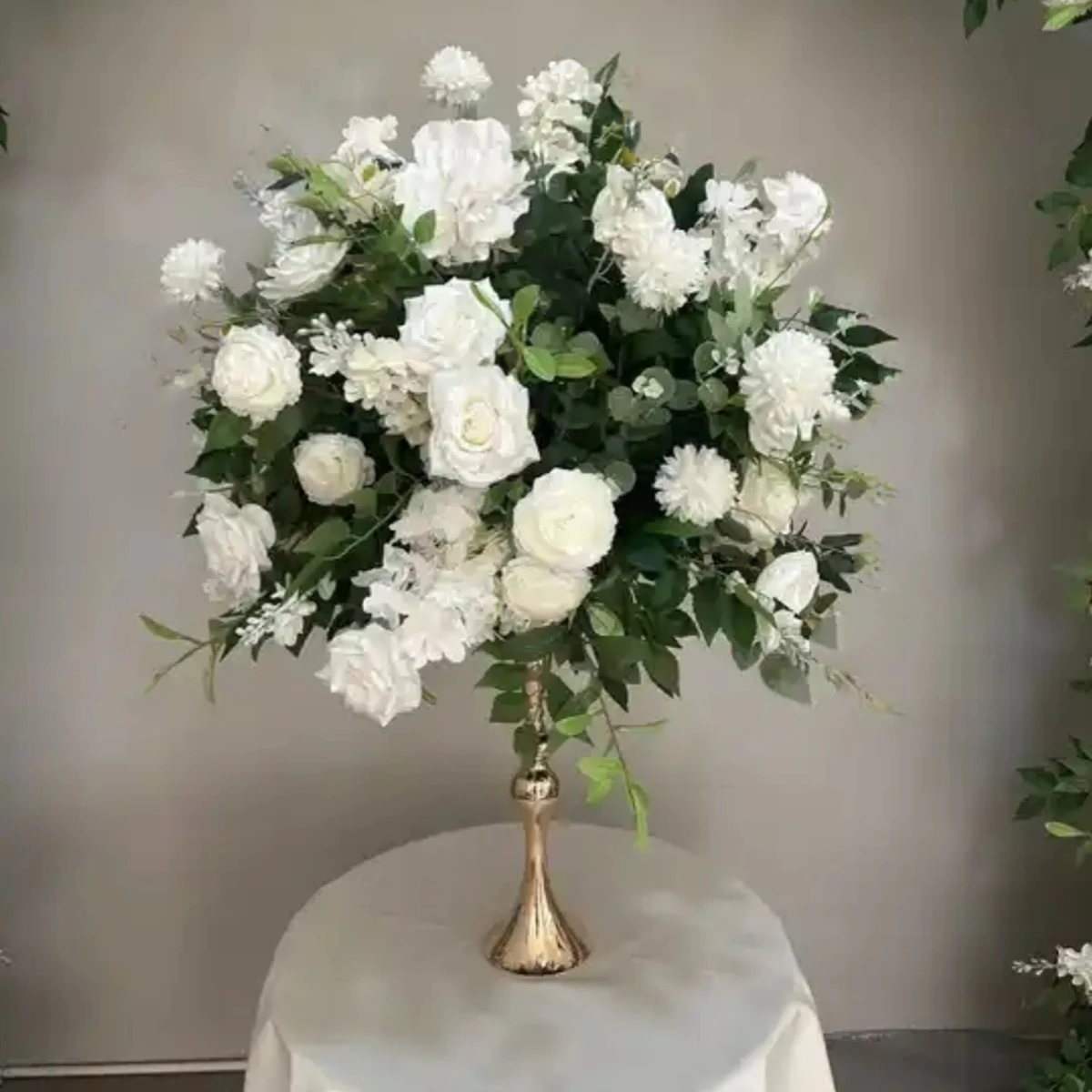 Wedding Flower Arrangement Handmade Floral Silk Table Artificial White Rose Flower Ball for wedding Centerpiece