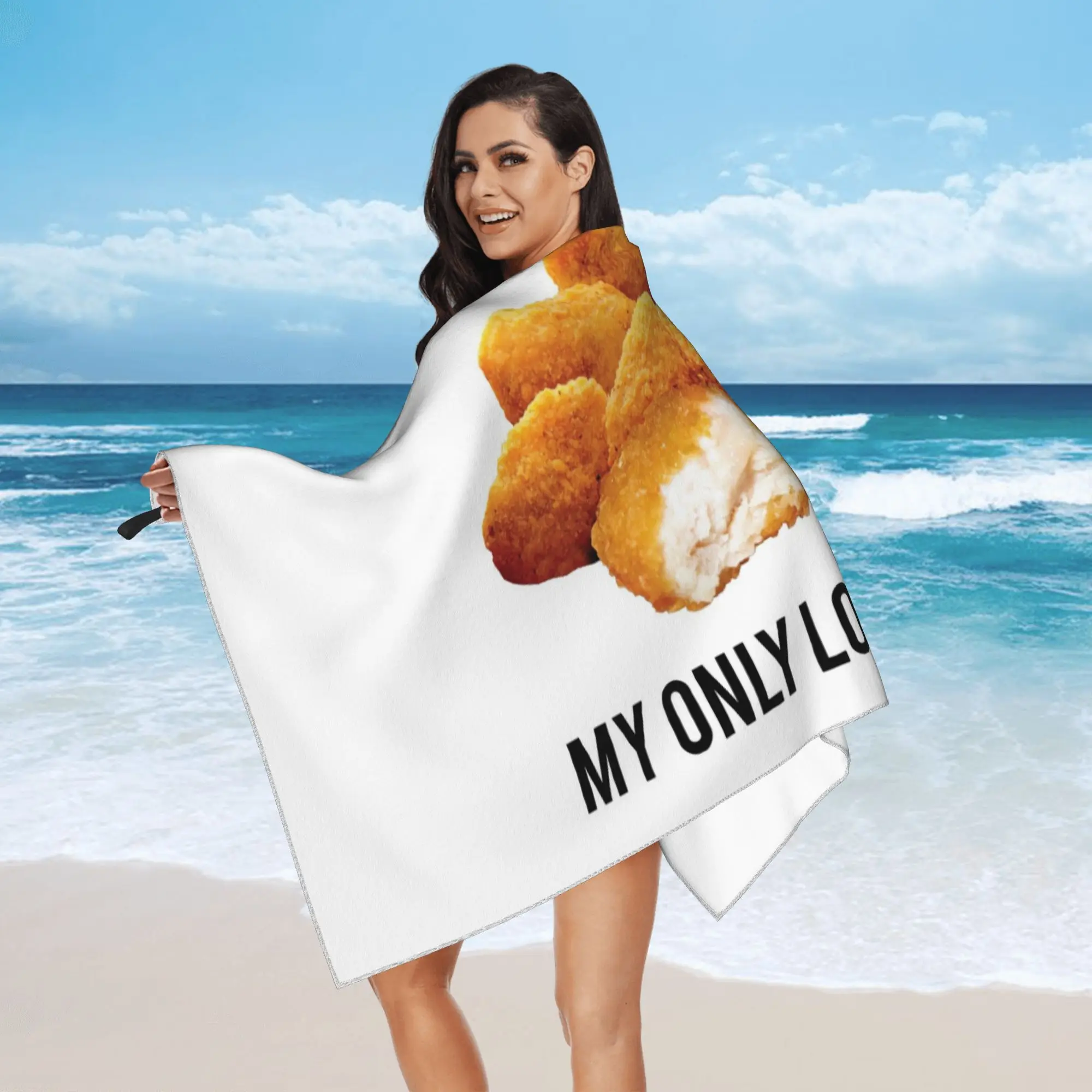 chicken nuggets  my only love Beach Towel Soft Microfiber Quick Dry Absorbent Quick Towels For Swimming