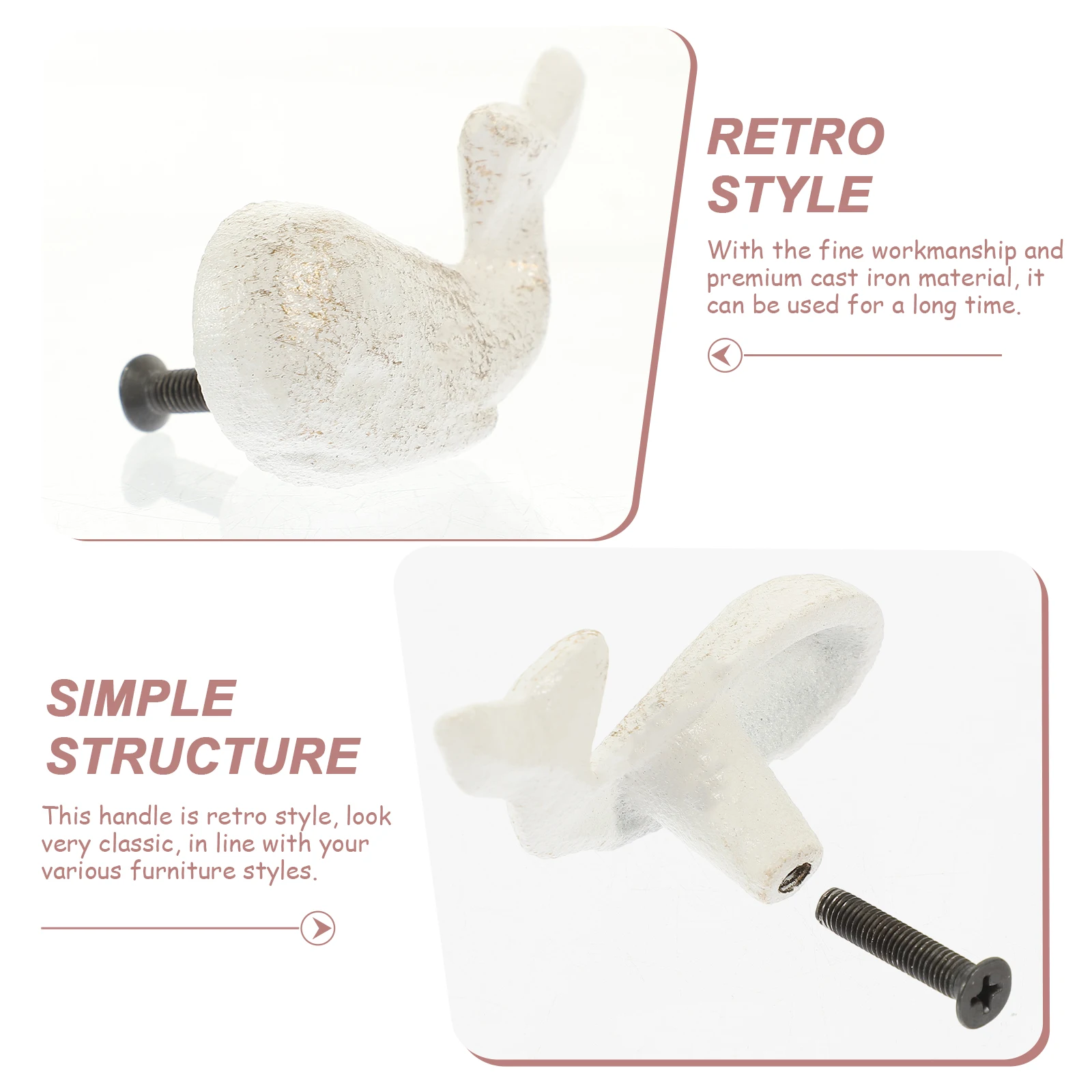 

2pcs Retro Ocean Theme Cast Iron Cupboard Handle For Wardrobe Cabinet Drawer Sturdy Durable Furniture Pull Decorative Knob