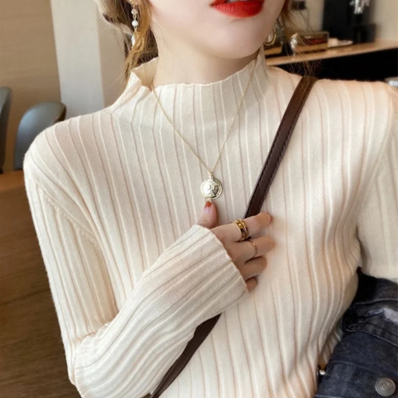 

Slim Fit f High Collar Long Sve Thin Knit Sweater Women's Inner Wear Faionable Base Layer Top for Autumn 2025
