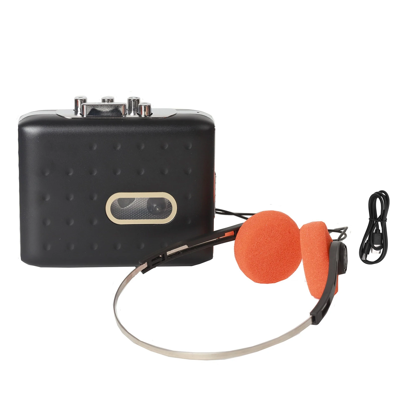Draagbare cassette-recorder met USB C, cassette naar MP3-converter met hoofdtelefoonaansluiting, ingebouwde microfoon en omgekeerde opname naar cassette