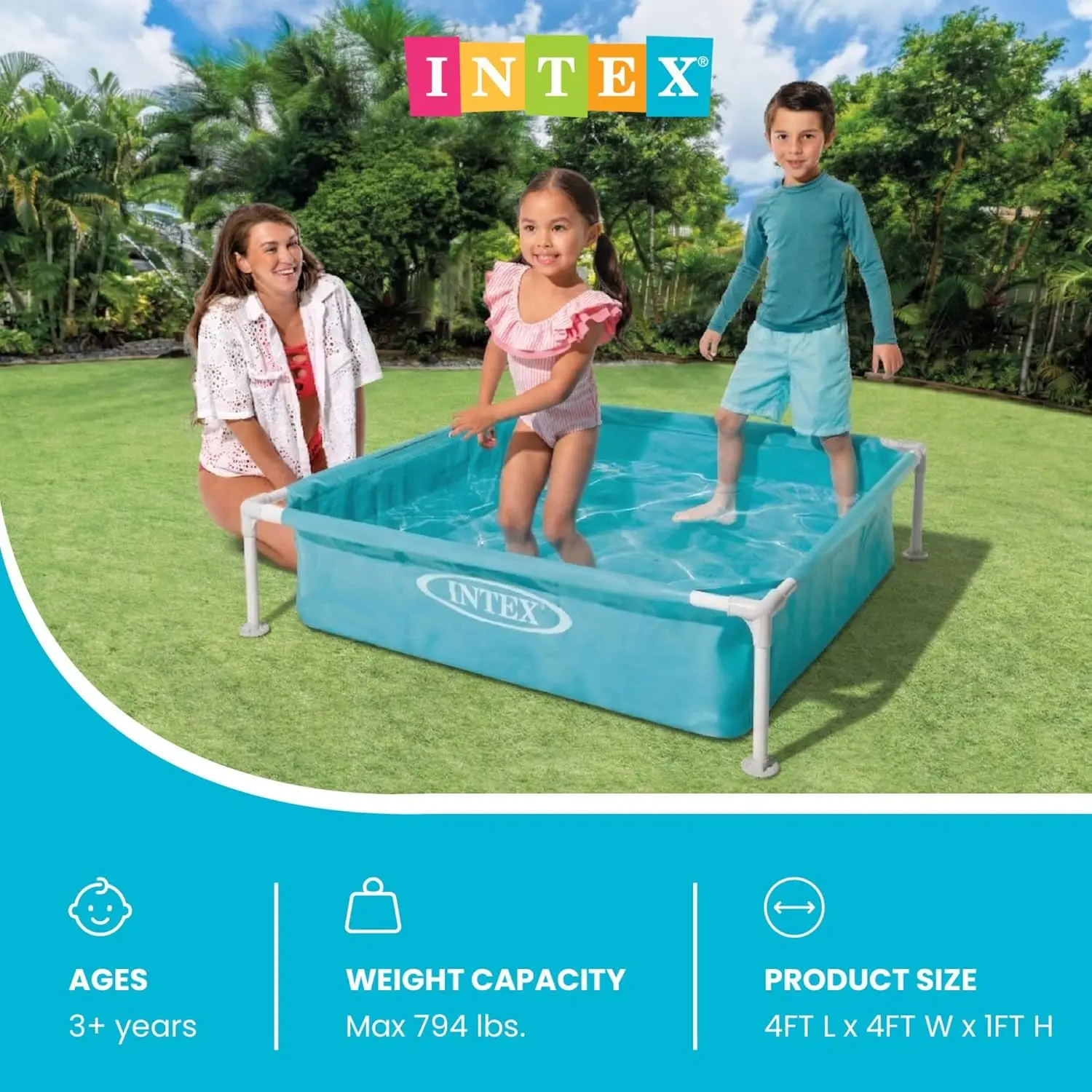 4 Foot x 12 Inch Miniature Durable Vinyl Outdoor Above Ground Frame Kiddie Swimming and Teaching Baby Pool, Blue view 2