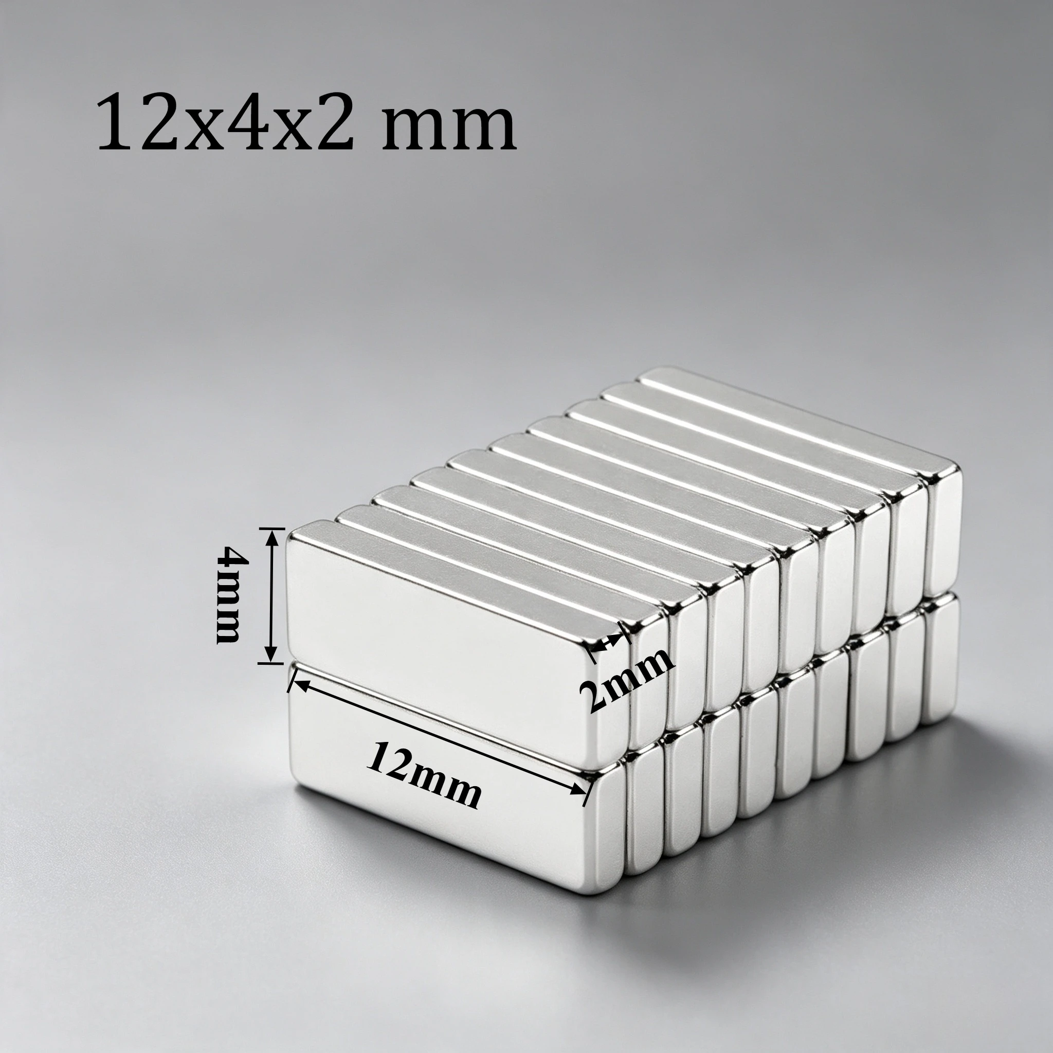12x4x2mm N35 Thin Rectangular Block Neodymium Sheet Magnet Super Strong Permanent NdFeB Rare Earth Magnet 12x4x2mm