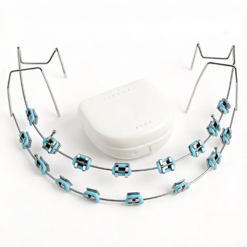 1 Pair High Quality Fashion Braces Colorful Temporary Tooth Decoration with Metal Wires Metal Bracket Orthodontic Ligature Ties