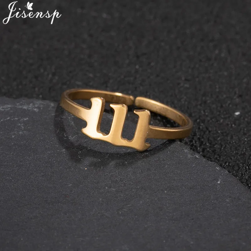 Lucky 111 222 333 444 555 666 888 999 777 Rings Stainless Steel Angel Number Adjustable Finger Ring for Women Minimalist Jewelry