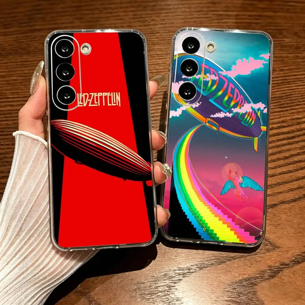 Funda de teléfono con estampado transparente de Led Zeppelin Precise Hole para Samsung Galaxy A73/A72/A71/A53/A52/A51/A22/A91/A80