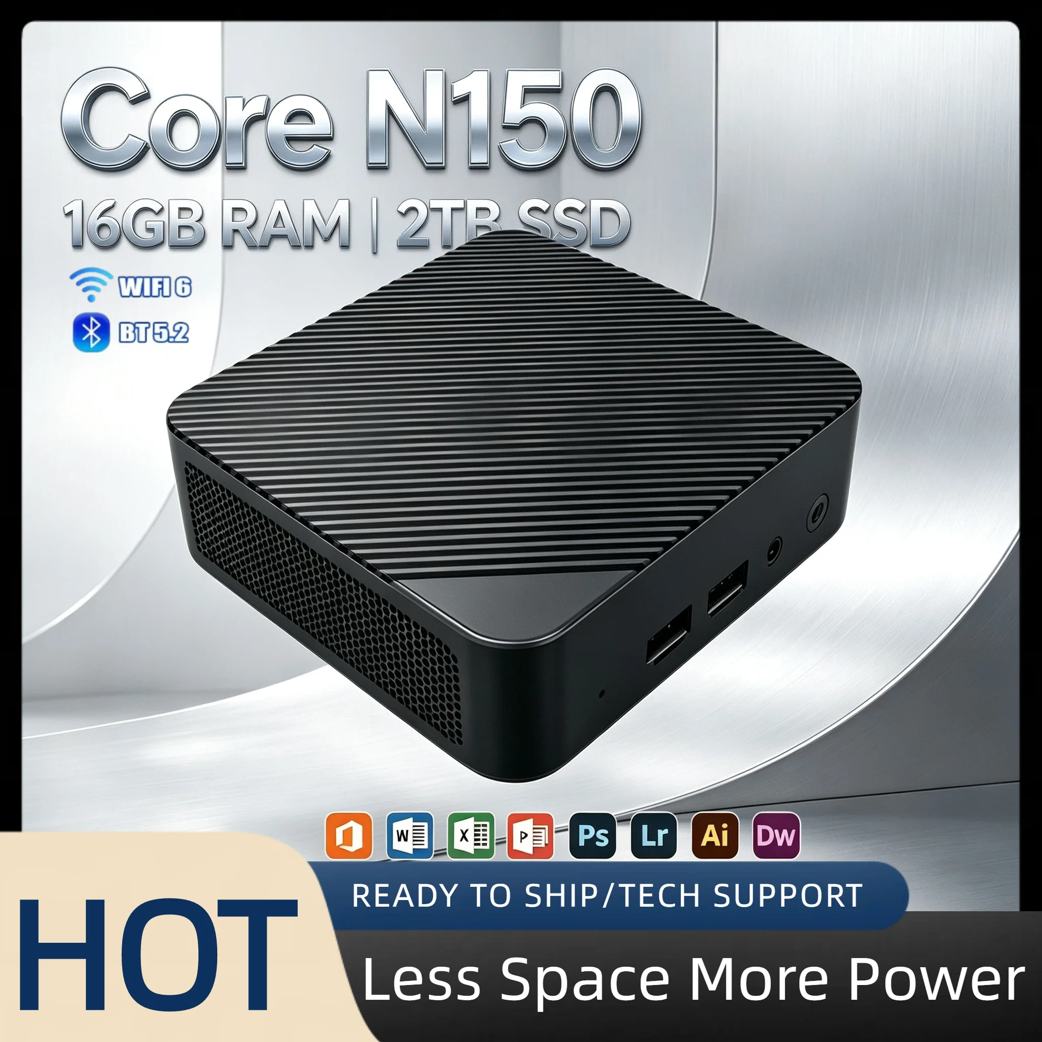 미니 데스크탑 인텔 N150 16GB DDR4 512GB NVMe SSD 트리플 4K 비디오 WiFi6 BT5.2 저소음 쿨링 시스템 사무실/가정용 프로 PC