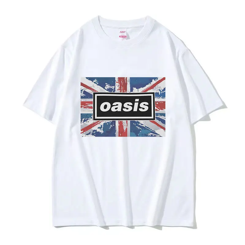 O-Oasis Band Graphic T Shirt British Album Fashion Short Sleeve T-shirts Men's Women Vintage Oversized Cotton T-shirt Streetwear