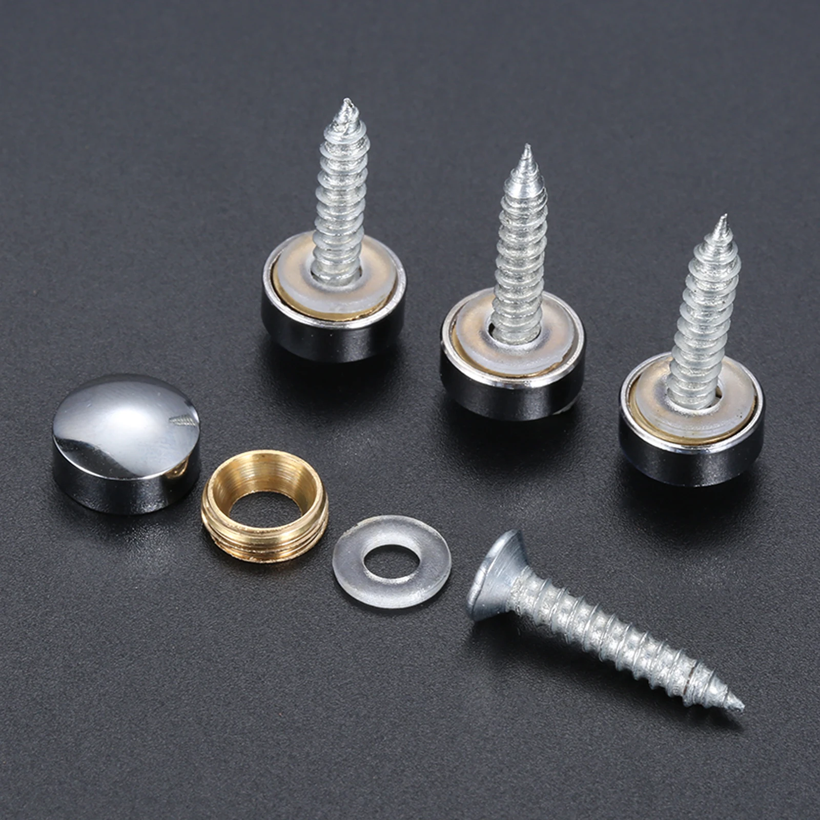 20 Set 10mm Copper Advertisement Screw Decoration Cover Advertising Screws Mirror Nails Glass Fastener Furniture Hardware Silver