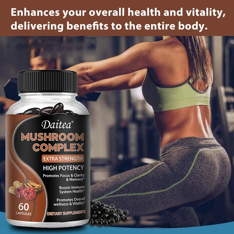 Mushroom Complex - Enhances Brain Function Prevents Cognitive Decline Reduces Brain Fog Balances Energy Supports Overall Health