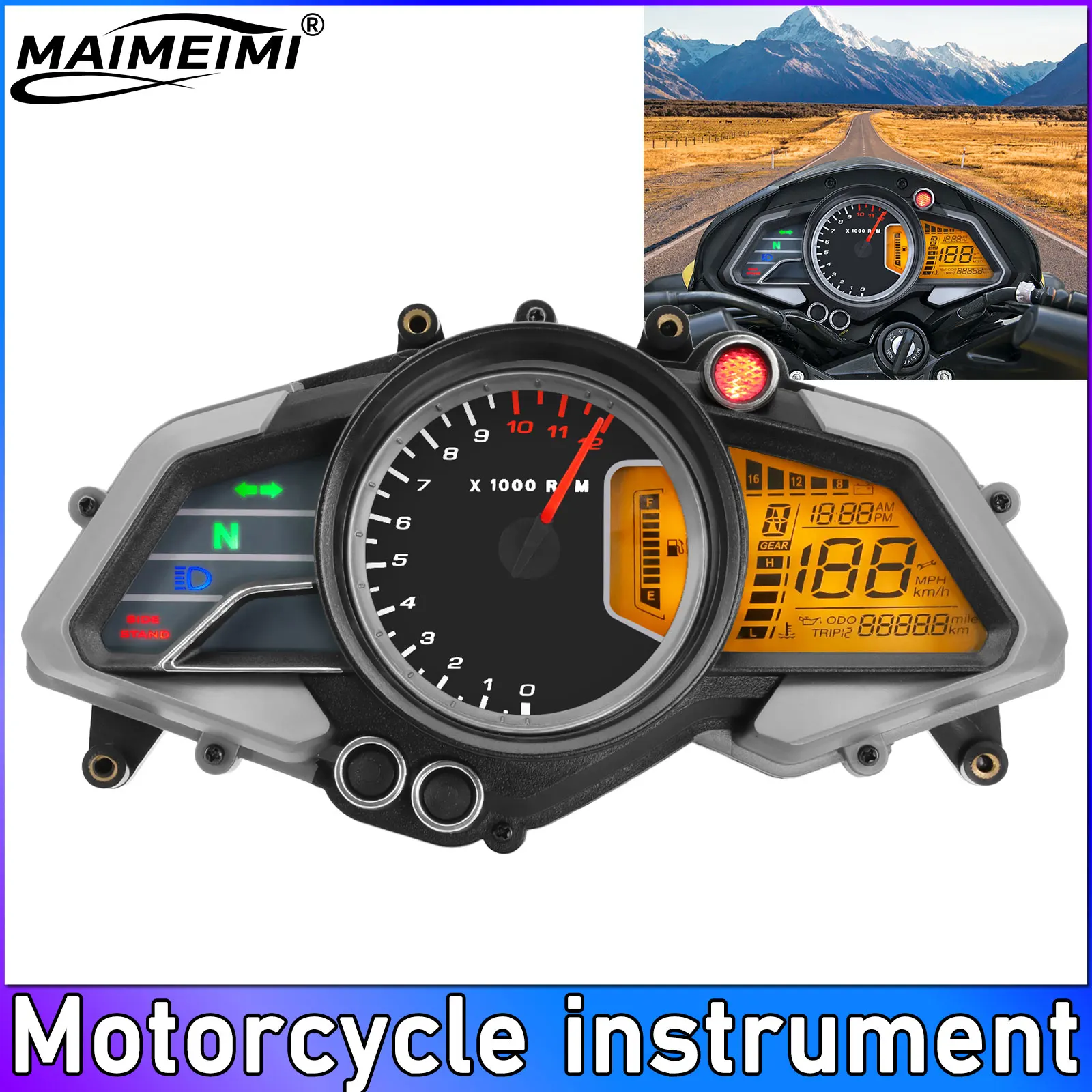 

Motorcycle Instrument For Bajaj 200NS Tachometer Digital Odometer Motorcycle Speedometer Gauge with Turn Signal Light customized