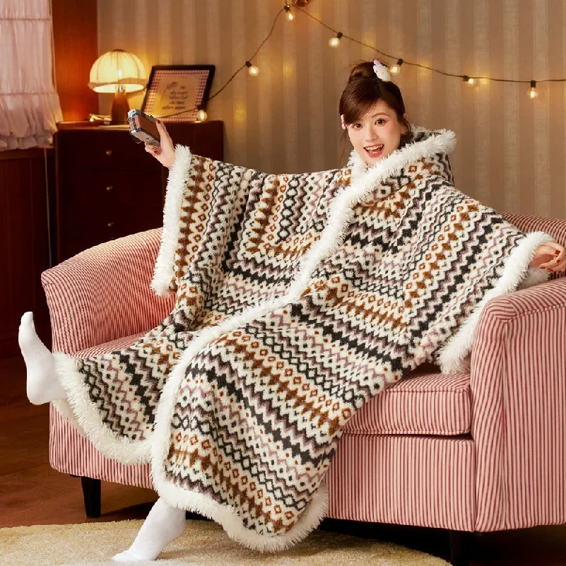 Sewing Fleece - بطانية جديدة لطيفة بغطاء للرأس من