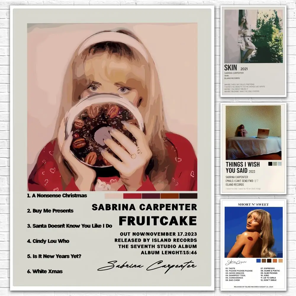 Pop Star S-Sabrina Carpenter Poster All-match HD Waterproof Self-Adhesive Wall Art Sticker For Home Bedroom