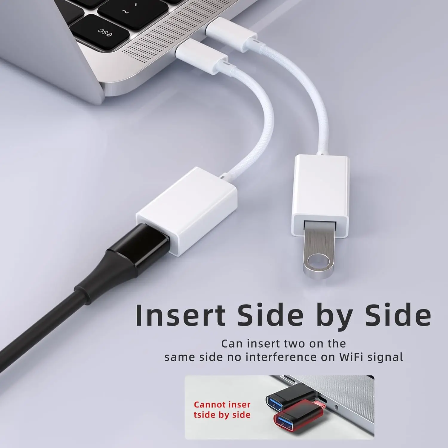 10 pçs premium usb c para usb 3.0 adaptador TYPE-C macho para usb fêmea cabo otg compatível com iphone 16 pro max/16 plus galaxy s24 &
