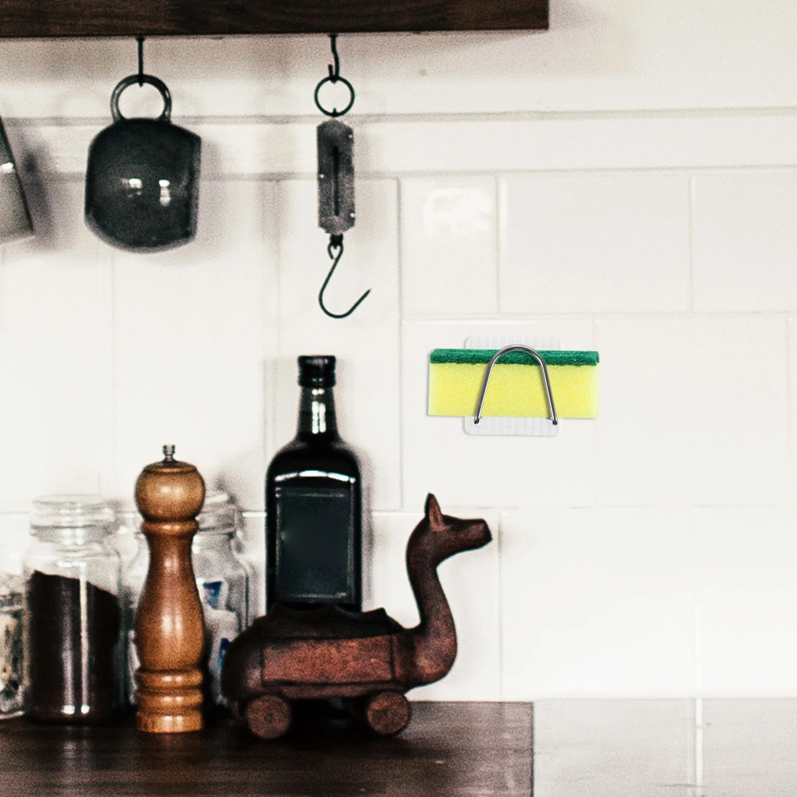 

Kitchen Sponge Storage Rack Heavy Duty No-Drill Adhesive Wall Hook Stainless Steel Sponge Holder for Sink Drainage Rack