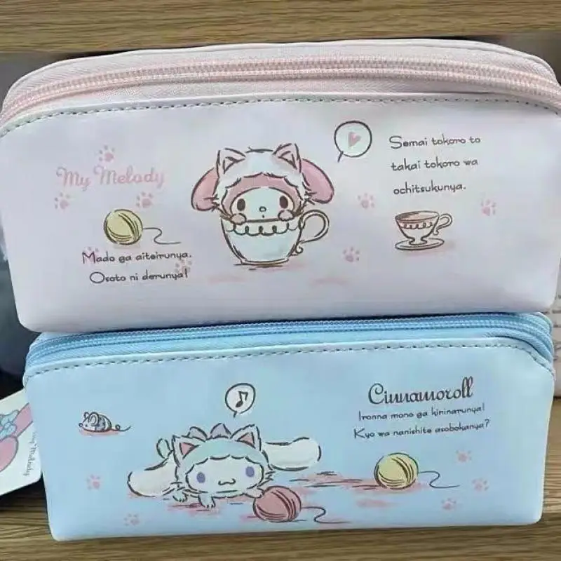 Sanrio Mymelody Cinnamoroll Cosmetic Storage Bag Kawaii Cartoon Student Pencil Case Large Capacity Multi-Functional Storage Bag