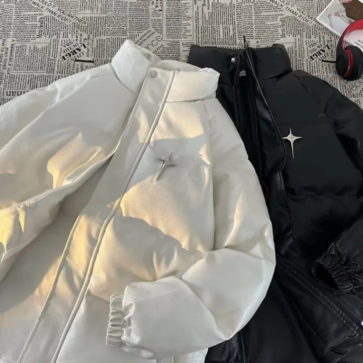 

Осень-зима Thiened большого размера, мужское хлопковое пальто с воротником-стойкой, хлопковое пальто из искусственной кожи, свободное пальто с хлебом, молодежное пальто