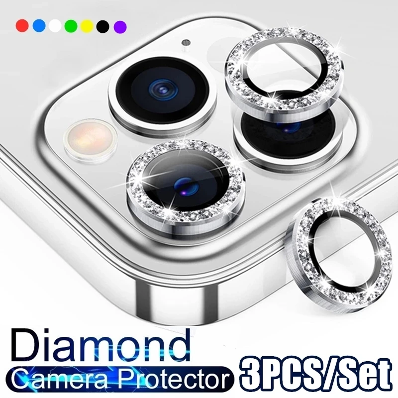 Per iPhone 17 Pro Max 17Air 17 Diamond Glitter Protezione per obiettivo fotocamera Anello in metallo Obiettivo in vetro su iPhone 14 15 16 ProMax Protettivo