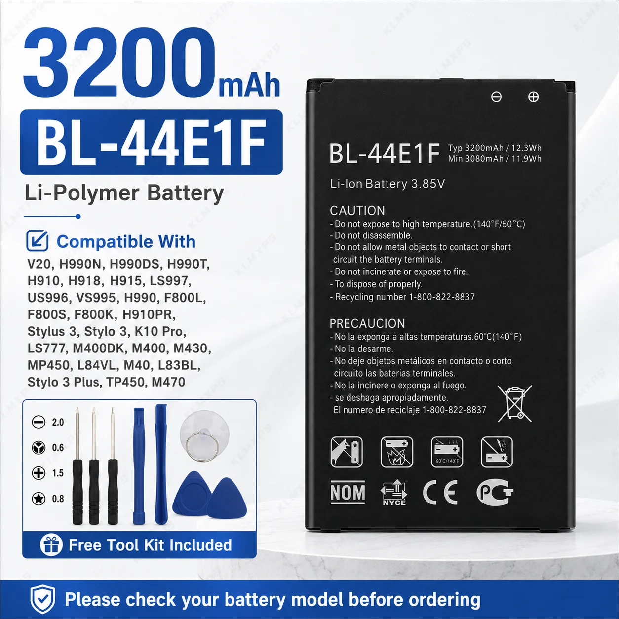 High Density Lithium Battery BL-44E1F BL-45B1F BL-45F1F BL-47TH BL-48TH BL-46G1F BL-45A1H Compatible LG V20 V10 G4 mini K Series