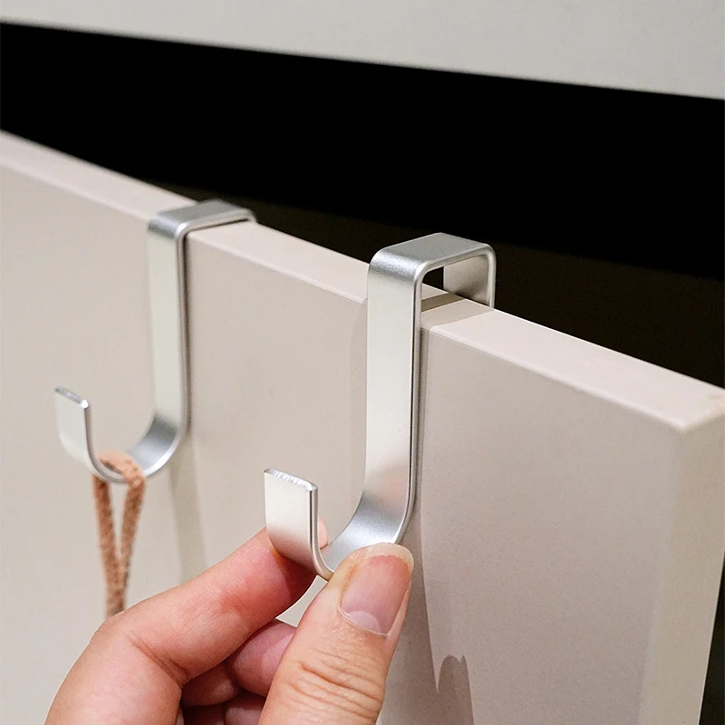 Over The Cabinet Door Hook,Aluminum Alloy Door Hook Hanger for Hanging Stocking Clothes,Silver Towel Hooks for Office Kitchen