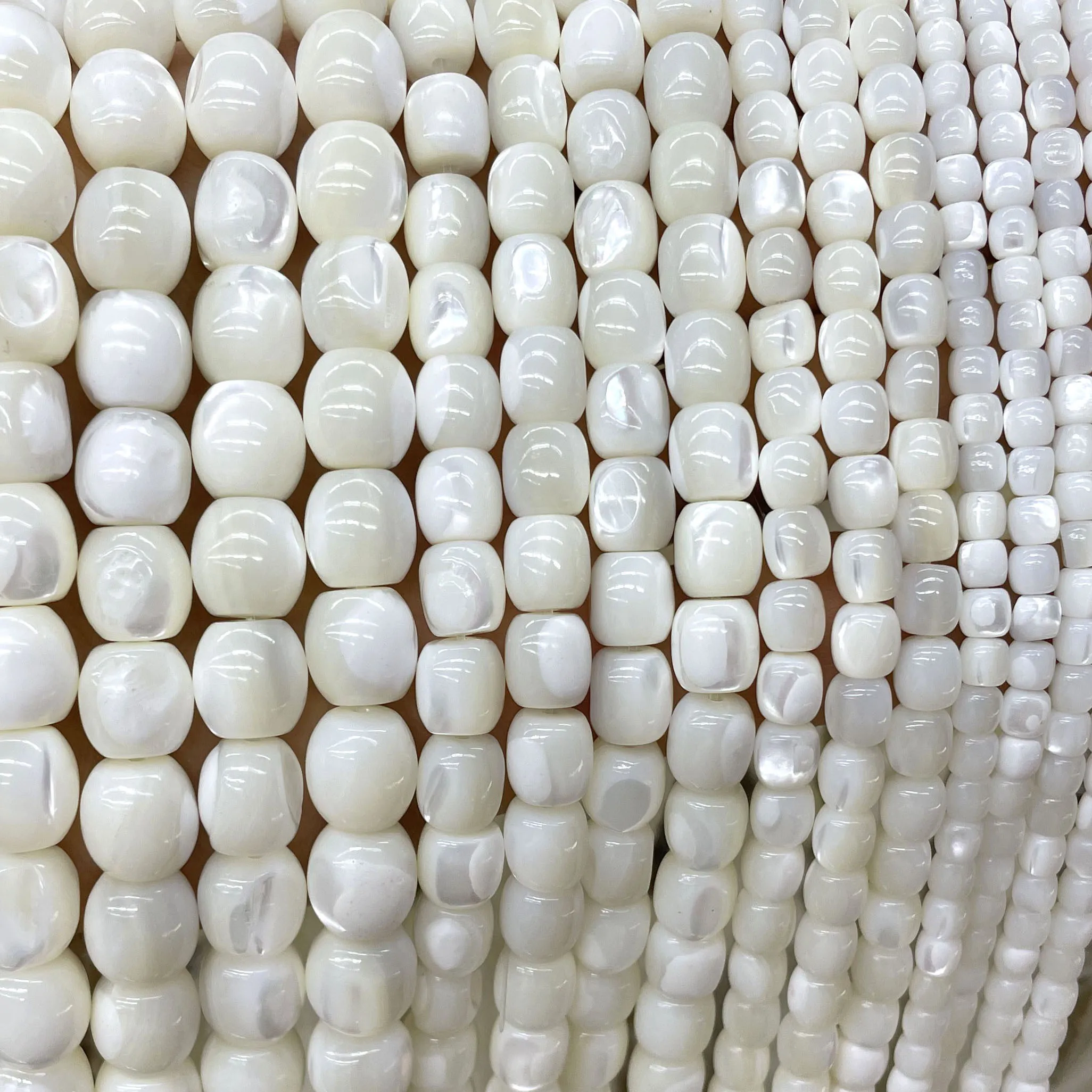 4 6 8 مللي متر قذيفة بيضاء طبيعية أم اللؤلؤ أسطواني الشكل خزر عازل لصنع المجوهرات عقد دي اي واي سوار الإكسسوار #2