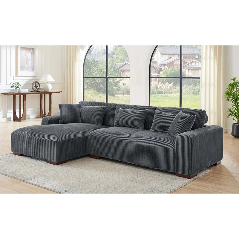 # Factory Wholesale Fabric Cushion Backrest High-density Foam Corner Sectional Sofa Sets Living Room Furniture