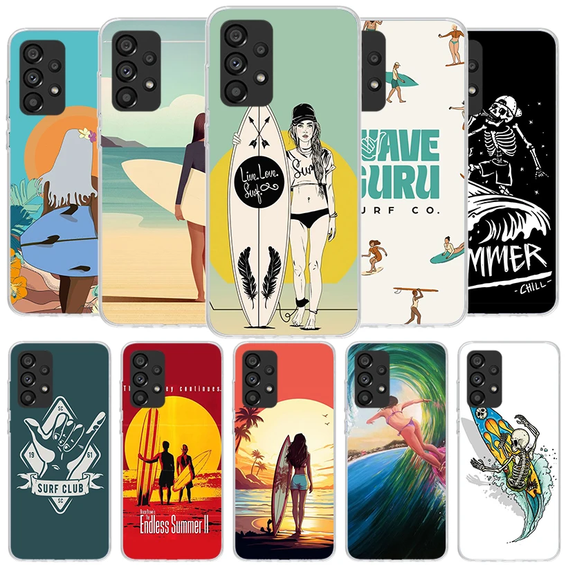 Surf Board Aesthetic Phone Case For Samsung A15 A25 A35 A55 A14 A24 A34 A54 A13 A23 A33 A53 A12 A52 A32 A22 A42 A05S A04S A03S A