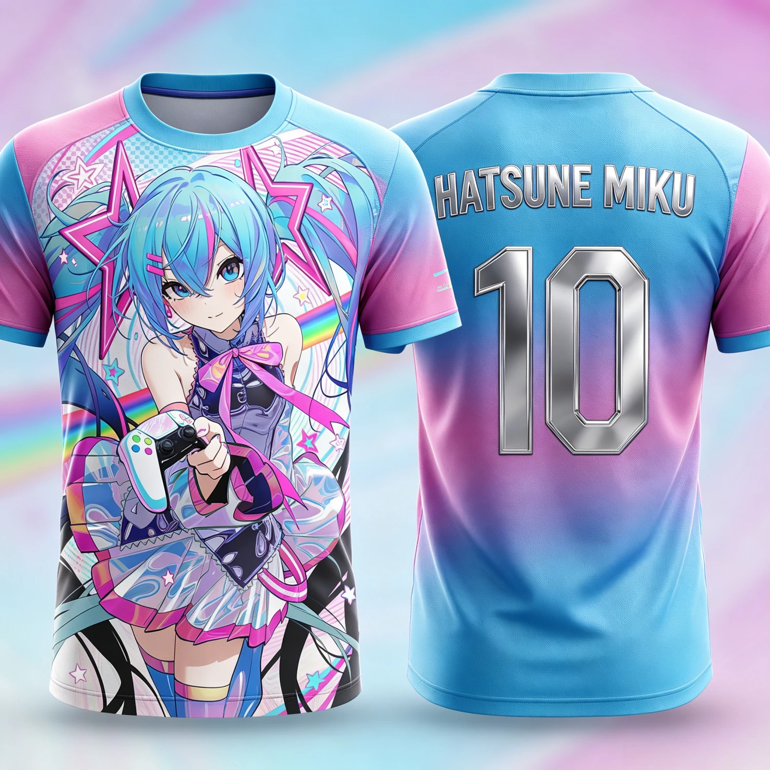 2026 Sommer Hatsune Miku Retro Cosplay T-Shirt Herren Oversized 3D-Druck Kurzarm Familien-Unisex Kinder-Sportshirt