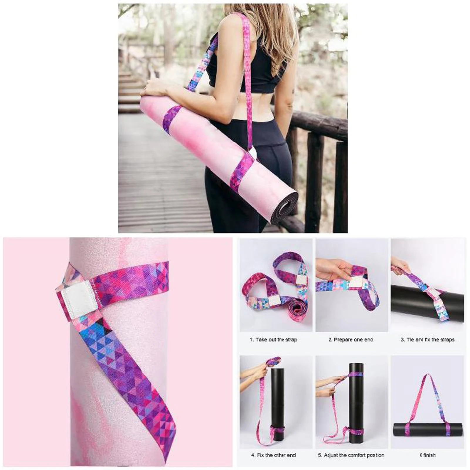 Yoga Mat Straps for Carrying Gradient Color Adjustable Yoga Mat Carrier for Fitness Stretching Yoga Class