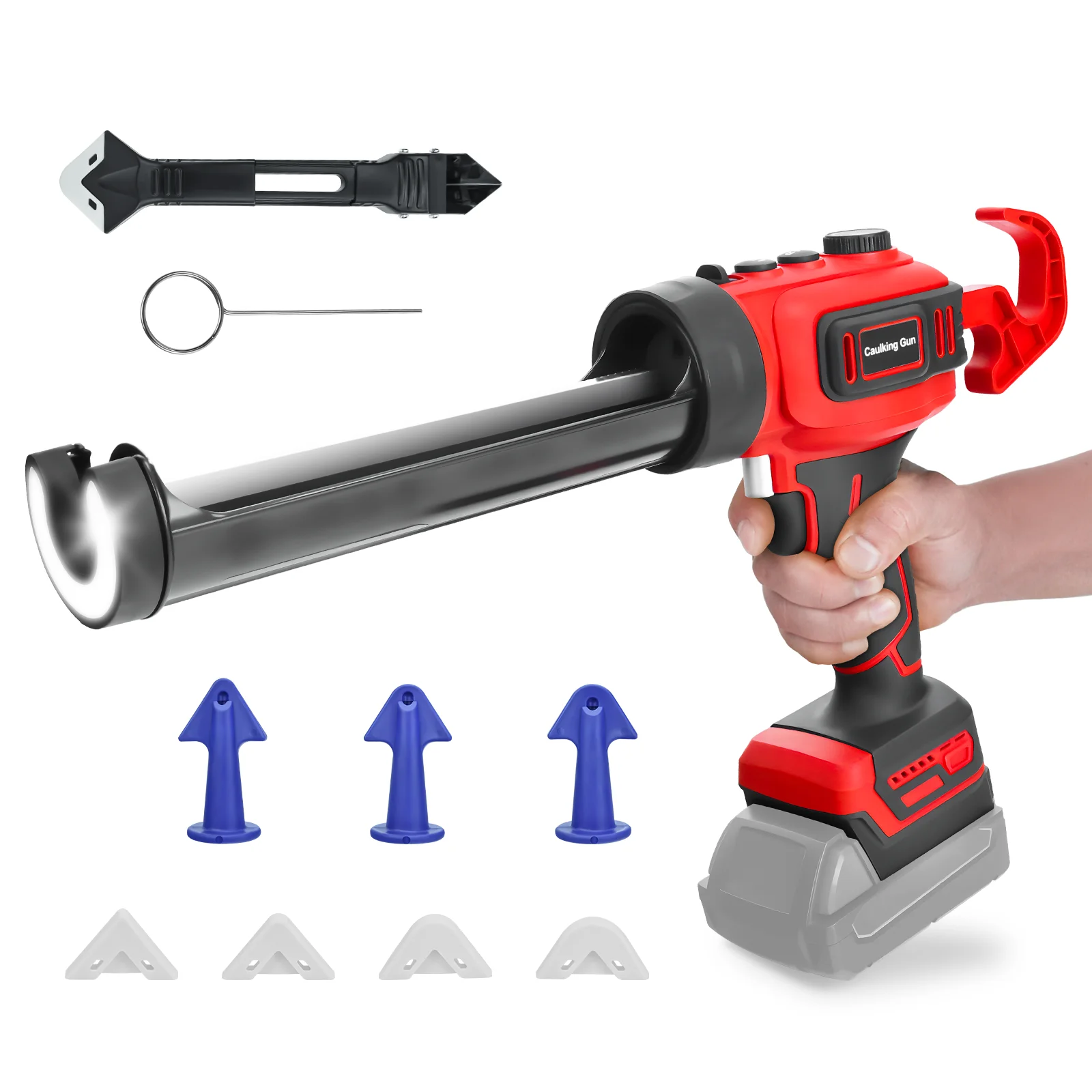 Cordless Caulking Gun Electric Silicone Gun Stepless Speed 10OZ/300ML Filling Sealing Repair Tool For Milwaukee 18V Battery Pin