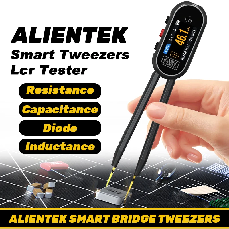 

ALIENTEK LT1 Mini Smart Tweezer LCR Tester ERP ESR Tester Digital Resistance Capacitance Inductance Continuity Diode Test Tool