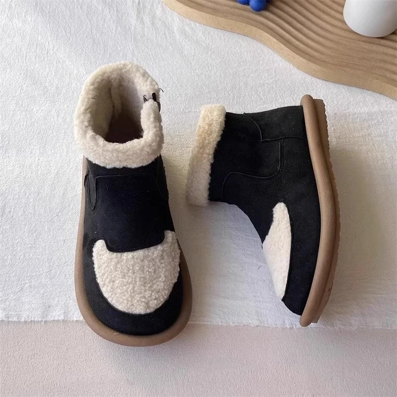 New Suede Leather Ankle Boots for Women Cotton Shoes Casual Short Plush Warm Flat Walking Snow Boot Zapatos Para Mujeres