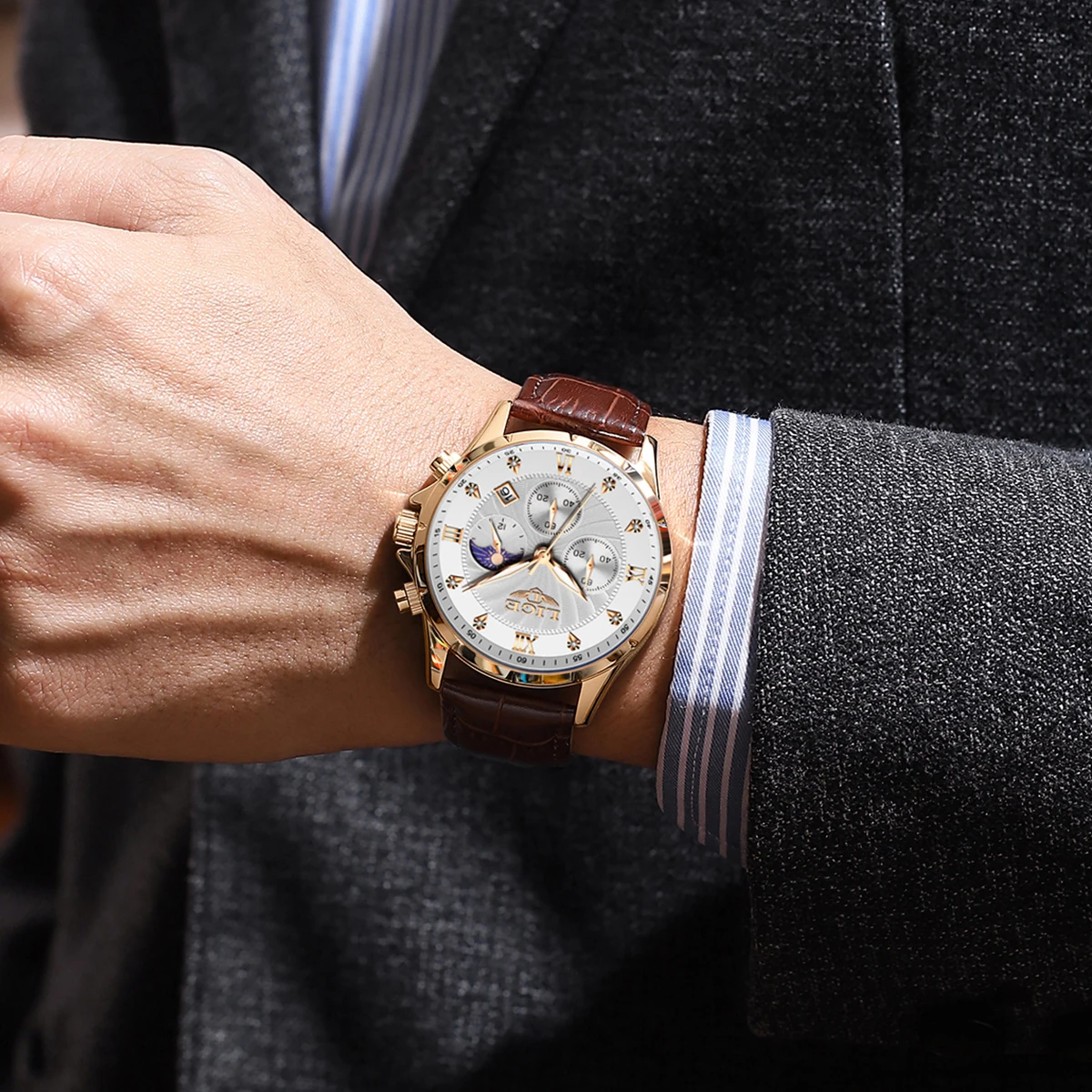 2025 New Men Watch LIGE Original Brand Luxury Leather Wrist Watch Man Military Sports Chronograph Waterproof Watches For Men