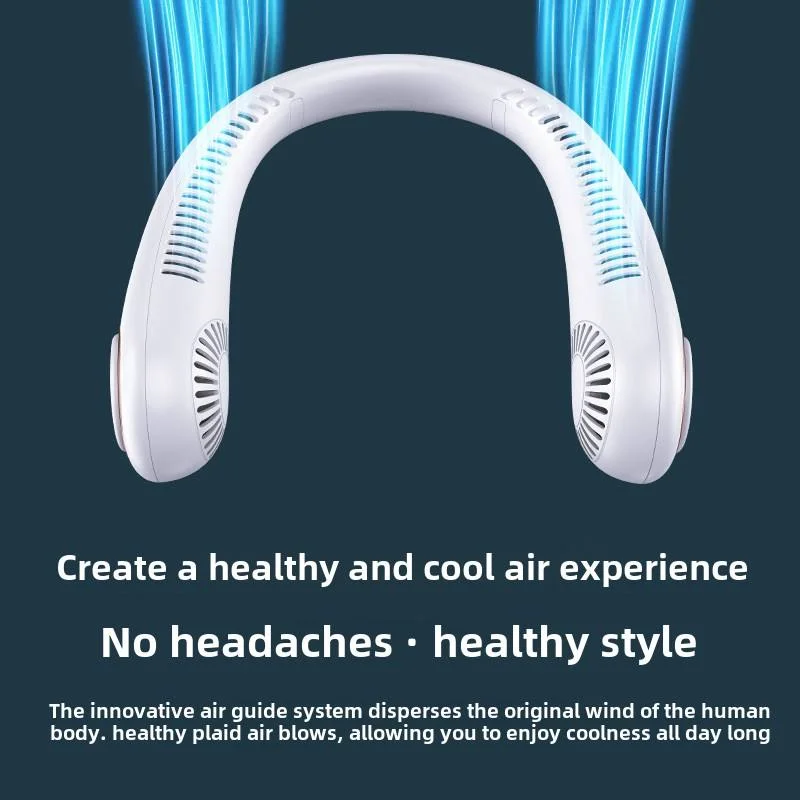 New Mini Neck Mounted Fan Portable Bladeless Neck USB Rechargeable Air Cooler 5 File Speed Summer Sports Fan Outdoor Sports Fans