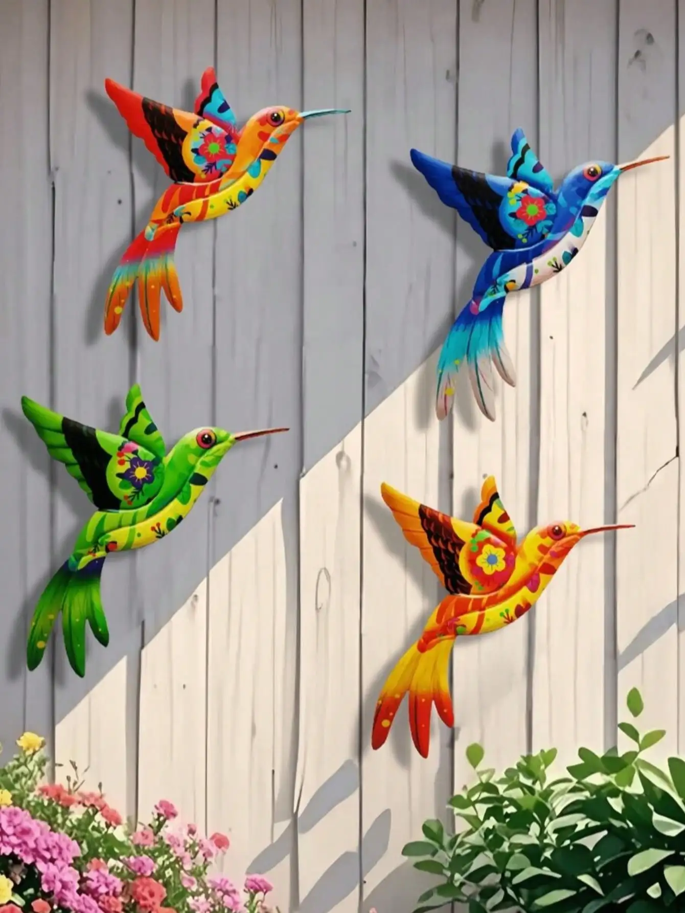 1/4pcs Metal Hummingbird Wall Decor, Colorful Garden Decorations, Indoor And Outdoor Metal Crafts, Home Highlights
