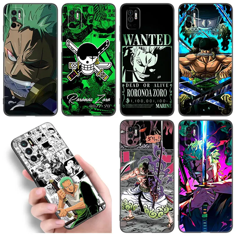 O-One Piece Roronoa Zoro Phone Case For Xiaomi Redmi Note 10 11 11S 12 4G 8 9 11E 11T Pro Plus 10T 5G 8T 9S 10S 12S Black Cover