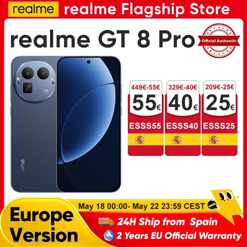 Realme GT 8 Pro 2026 Nieuwe 5G Smartphone, Europese versie, met Snapdragon 8 Elite Gen 5, 200 MP Ultra Camera, 7000 mAh Batterij en 50 W draadloos opladen
