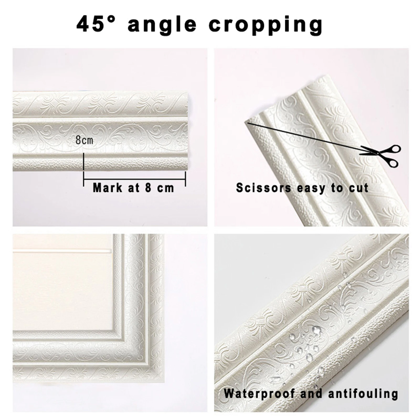 Wall Trim Line Skirting Border Ceiling Adhesive Phot Waistline Wallpaper for Home Office Hotel DIY Decor