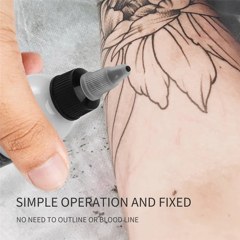 AGOUP 2 قطعة استنسل الوشم الاشياء استنسل الوشم تركيبة نقل الوشم الحبر أدوات التجميل 120 مللي دائم سهلة الاستخدام