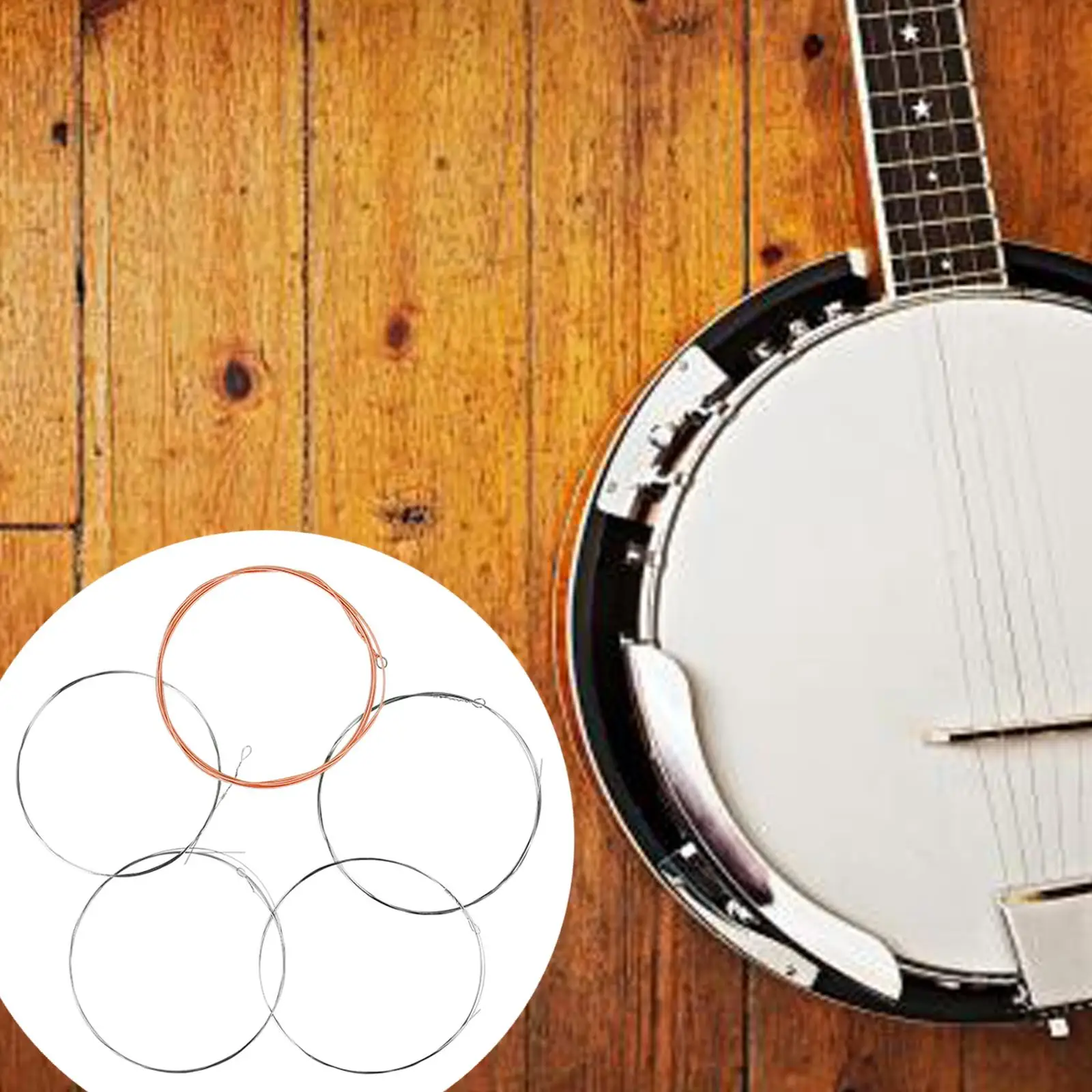 

5Pcs Banjo Strings for Beginner Perform Enhance Performance Replaces Parts