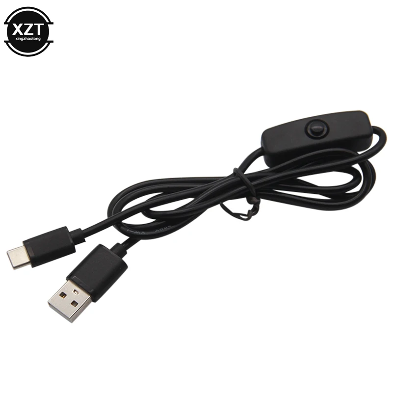 Cable de alimentación tipo C para Raspberry Pi 4, Cable de carga USB con interruptor de botón de encendido/apagado, 5V, 3A, para RPI 4, modelo B, RPI 4B