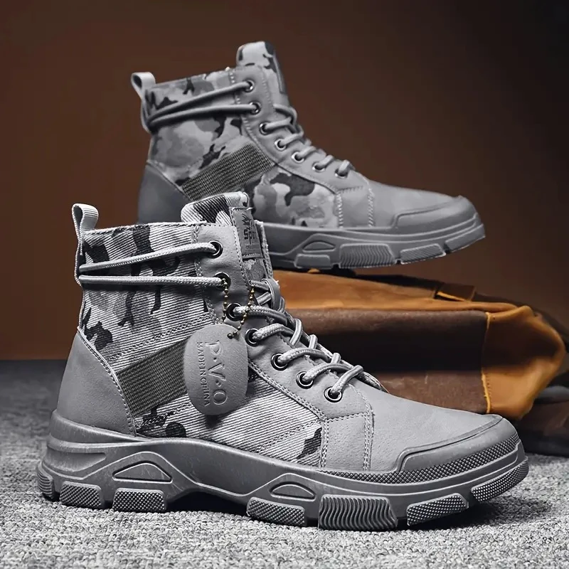 

Новые уличные кроссовки из ткани - камуфляжные высокие мужские ботинки, большие размеры, противоскользящие, походные ботинки для мужчин, ботинки для пустыни, весенние кроссовки.