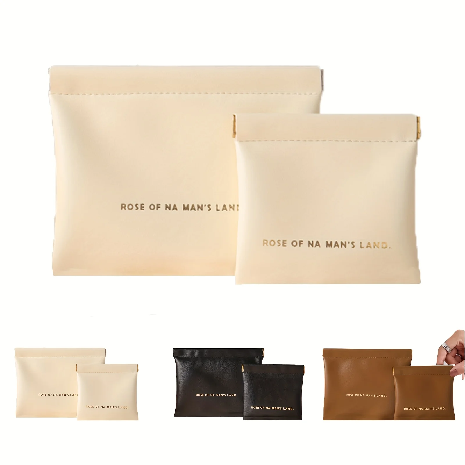 Snap Closure Makeup Bag, Portable Organizer Pouch, Wired Earphone and Data Cable Protector, Small Coin Purse for Travel