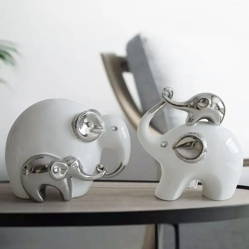 

Simple Luxury Elephant Ceramic Accessories Home Livingroom Desktop Furnishing Crafts Coffee Table Sculpture Ornaments Decoration