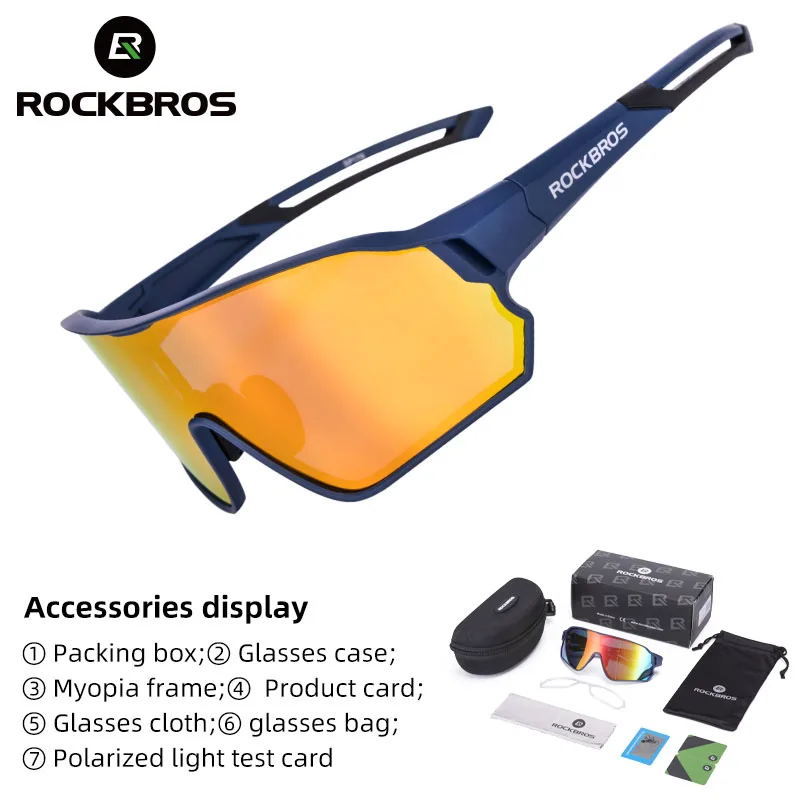 ROCKBROS Polarized Bike Glasses UV400 Sun Protection Cycling Sunglasses Ultralight Large Frame MTB Road Bicycle Eyewear Glasses