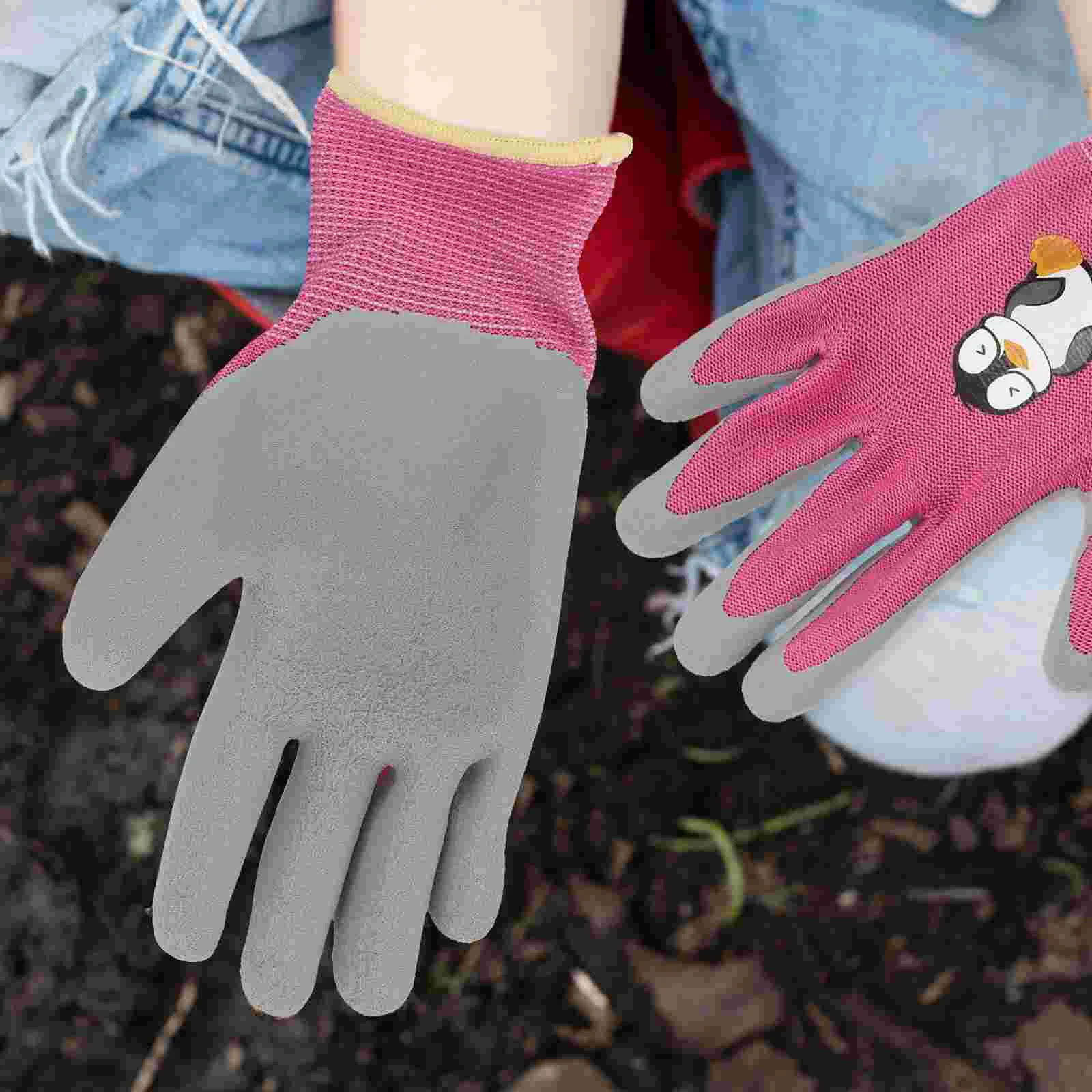 4 Pairs Glove Liners Children's Gloves for Kids Cut Resistant Emulsion Planting The Mitten