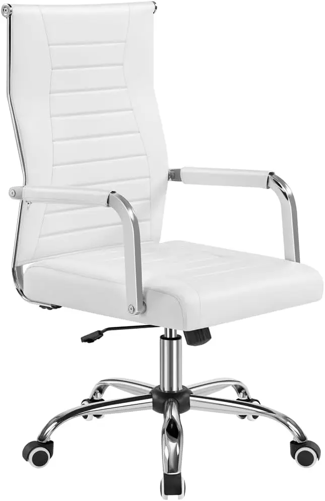 Silla de Oficina, Silla con Respaldo Alto, Silla para Hogar u Oficina, Silla Ergonómica Tapizada en Cuero PU, Capacidad de Carga