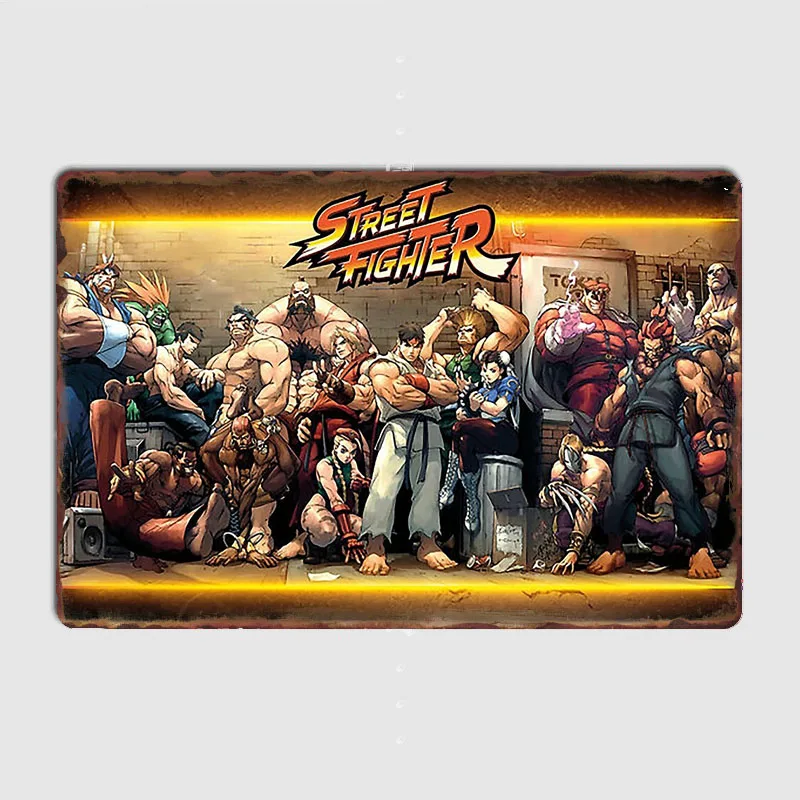 Street Fighter legend Retro Posters Metal Sign Tin Wall Decor Club Garage Kitchen Room Decor Custom Tin Home Decor